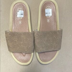 Hey Dude Brown Slide Sandals Womens Size 7